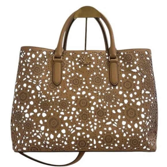 Ralph Lauren Tan Cutout Tote Bag - Picture 2 of 3